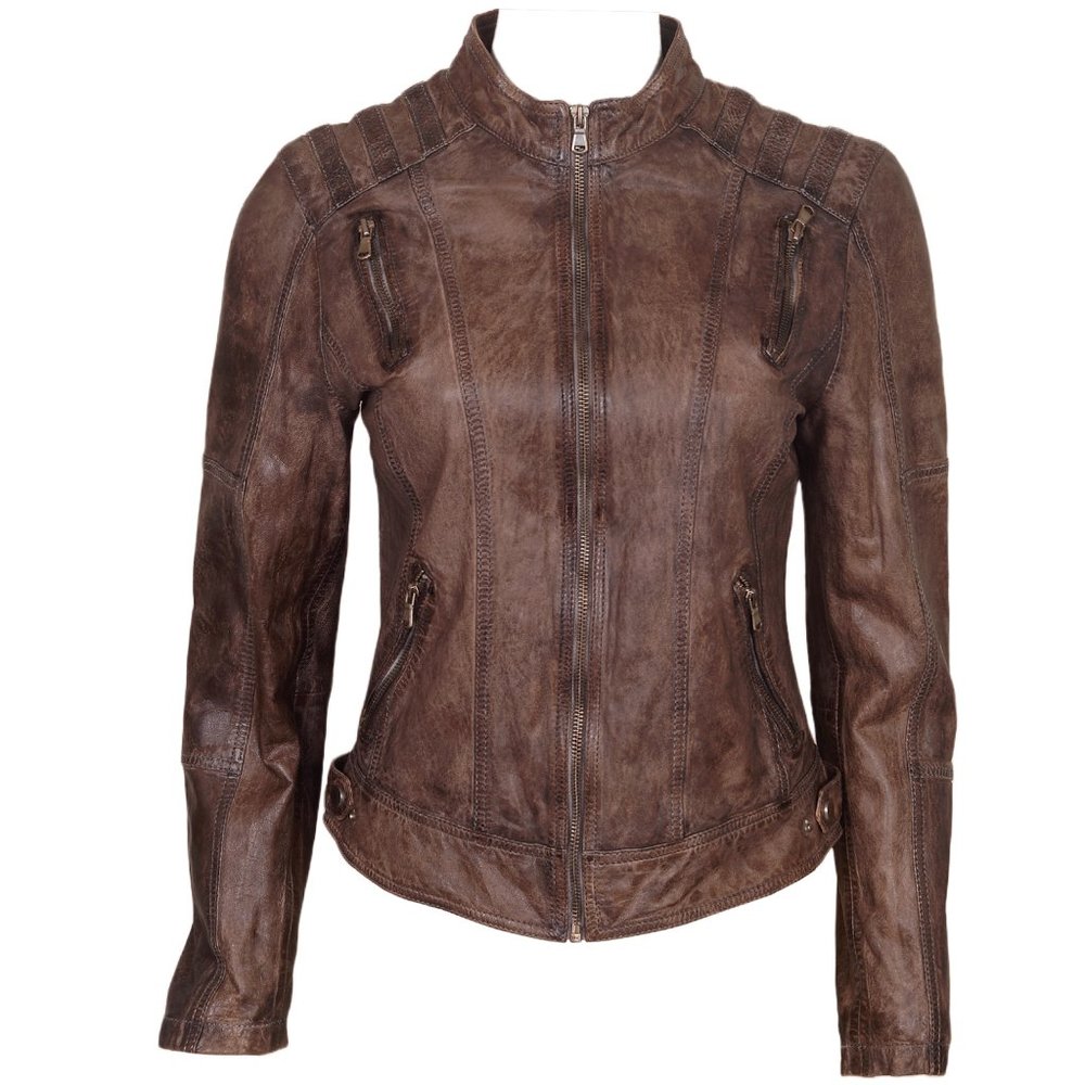 WOMEN'S BIKER LEATHER MOTORCYCLE JACKET